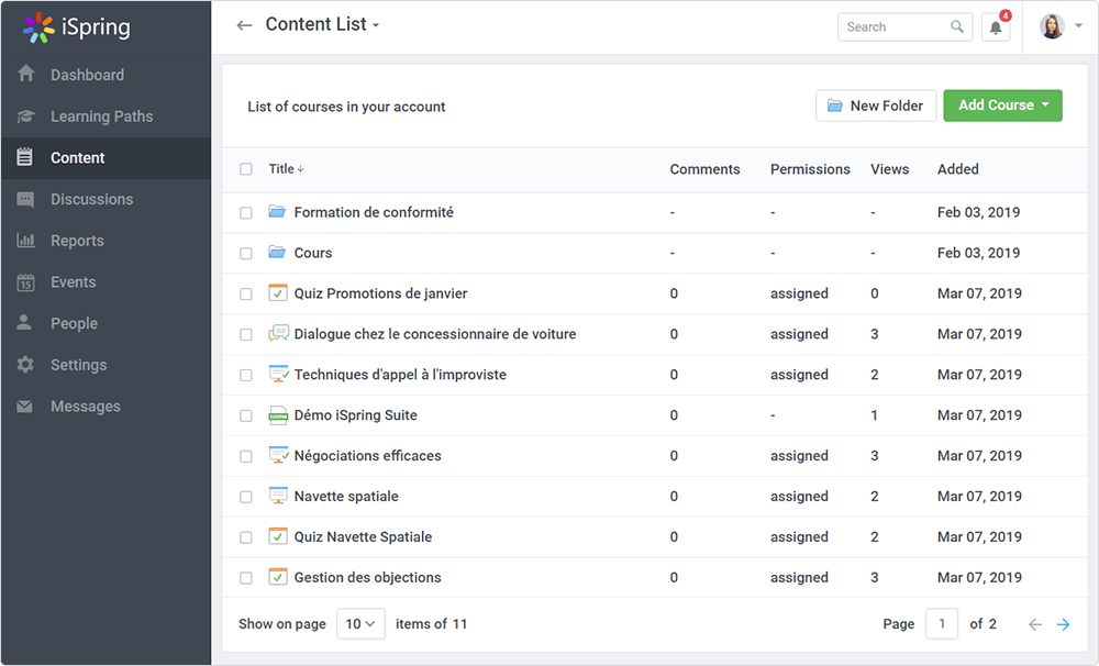 Ajouter du contenu au LMS iSpring Learn Ajouter du contenu au LMS iSpring Learn