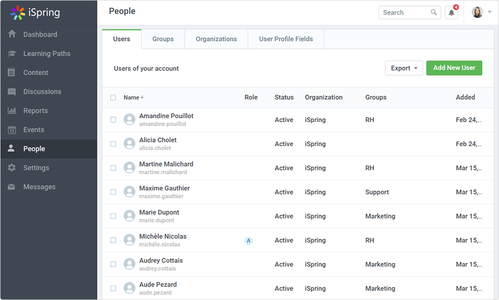Ajouter des utilisateurs au LMS iSpring Learn Ajouter des utilisateurs au LMS iSpring Learn