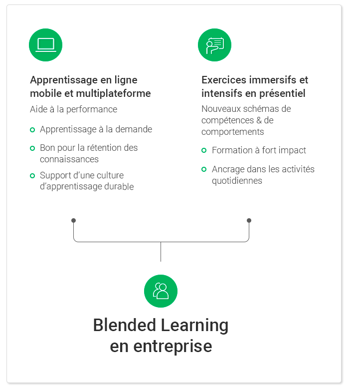 Deux ingrédients de l'apprentissage mixte en entreprise Blended Learning en entreprise