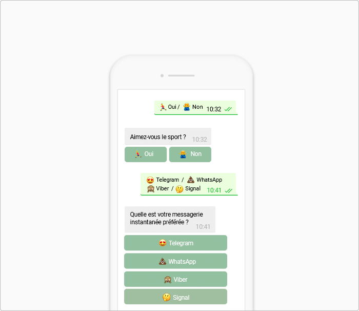 Boutons de réaction dans Telegram Boutons de réaction dans Telegram