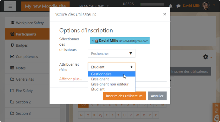 Options d'inscription à Moodle Options d'inscription à Moodle