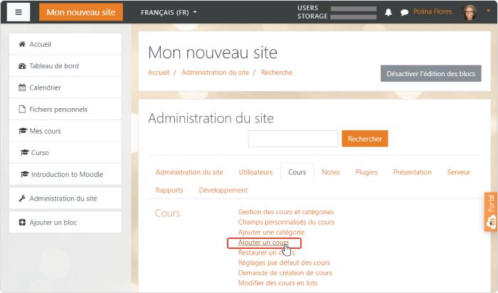 Créer un nouveau cours dans Moodle Créer un nouveau cours dans Moodle