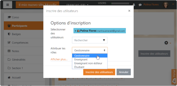 Options d'inscription Moodle Options d'inscription Moodle