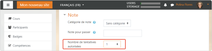 Nombre de tentatives pour un quiz Moodle Nombre de tentatives pour un quiz Moodle
