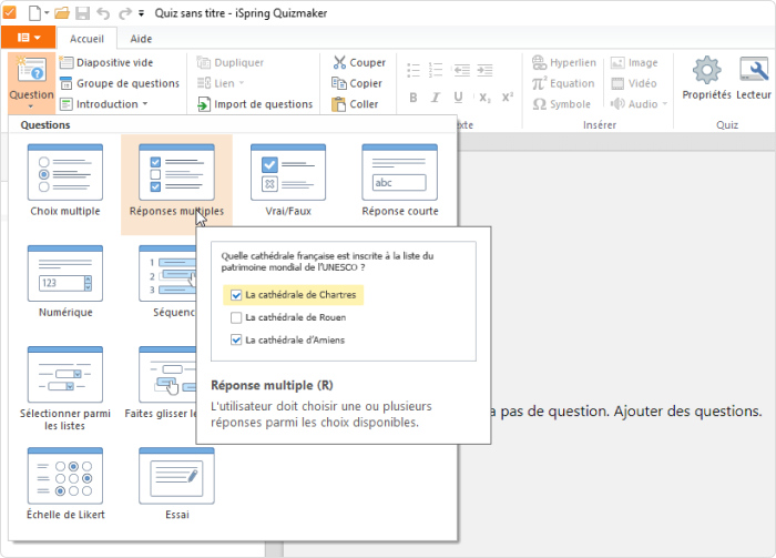 14 question types dans iSpring QuizMaker