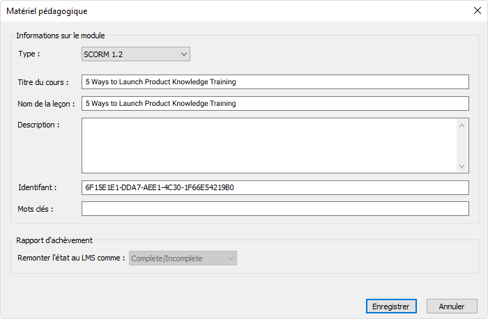 PDF interactif converti en SCORM