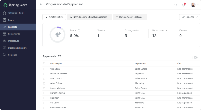 Options de personnalisation du cours en ligne - iSpring Suite PDF interactif converti en SCORM