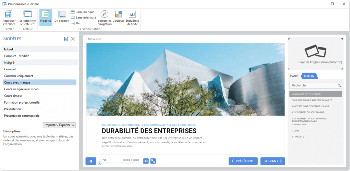 Personnalisation du lecteur iSpring Suite