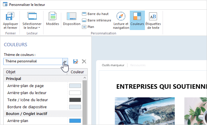 Personnalisation des couleurs dans le lecteur iSpring Suite Personnalisation des couleurs dans le lecteur iSpring Suite