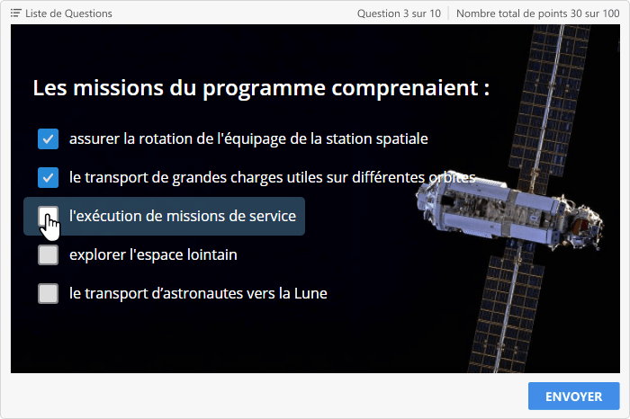 Quiz avec des réponses multiples