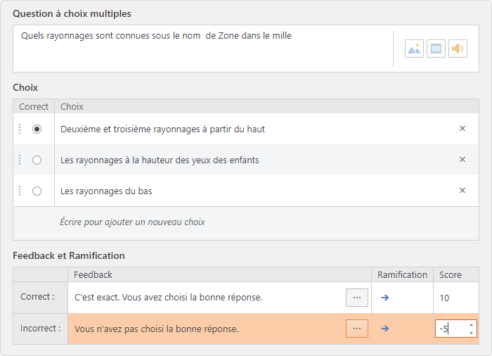 Définir un nombre de points spécifique pour chaque question