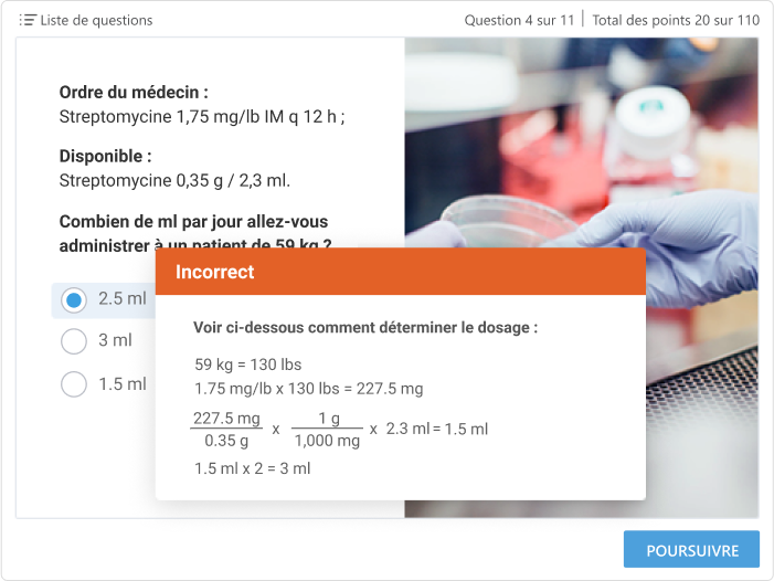 Une diapositive tirée d'un quiz