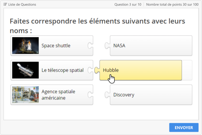 Exemple de question de Correspondance