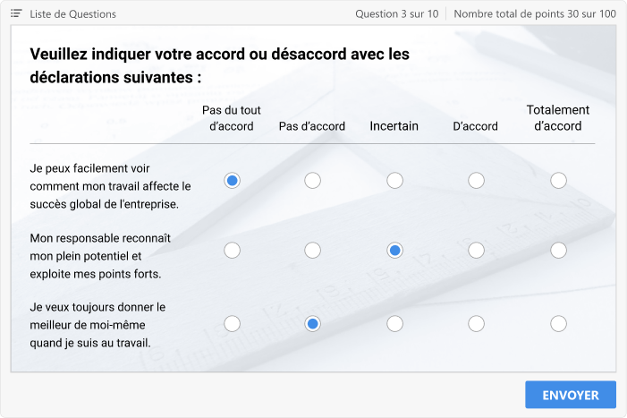 Exemple de question de Échelle de Likert