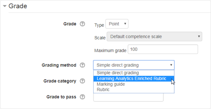 Plugin Moodle Learning Analytics Enriched Rubric