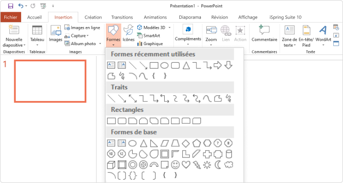 Choisir une forme dans un PowerPoint