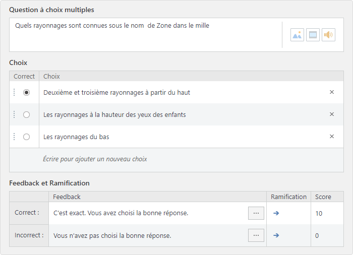 Ajout de feedback et d'options de ramification 