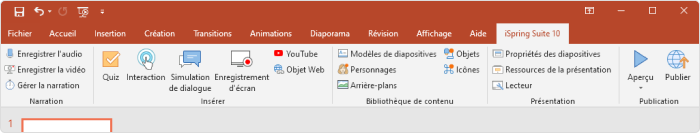 Ruban iSpring Suite Ruban iSpring Suite
