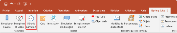 Ruban iSpring Suite Ruban iSpring Suite