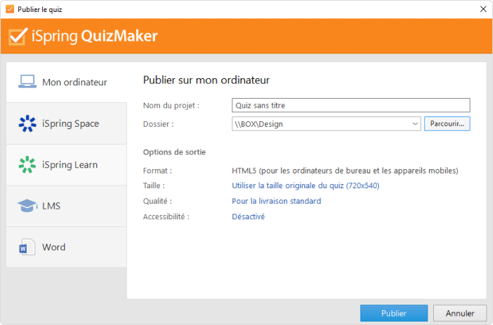 Publier un quiz Publier un quiz