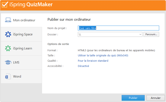 Publier un quiz Publier un quiz