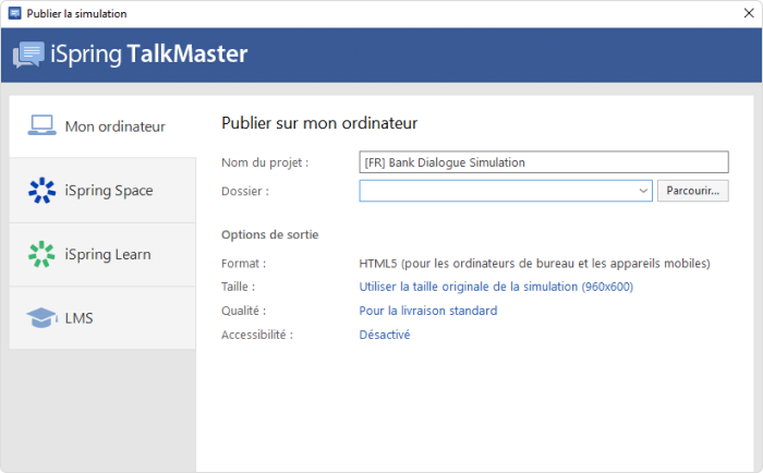 Publier une simulation Publier une simulation