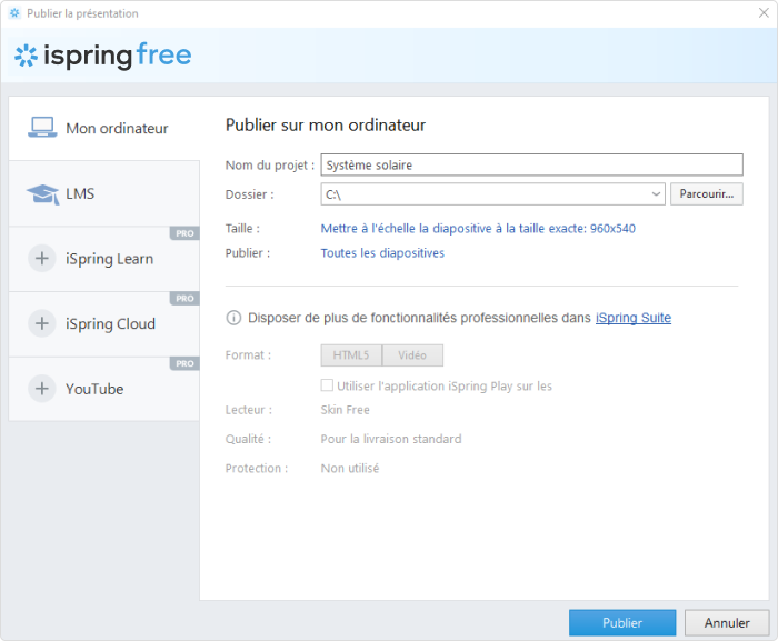 Comment publier un cours de iSpring Free vers un LMS