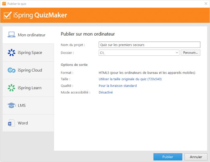 Publier le quiz Publier le quiz