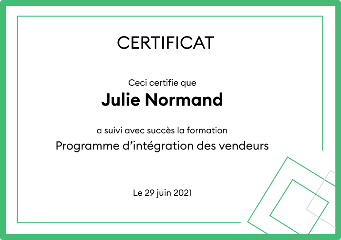 Certificat d'achèvement dans iSpring Learn