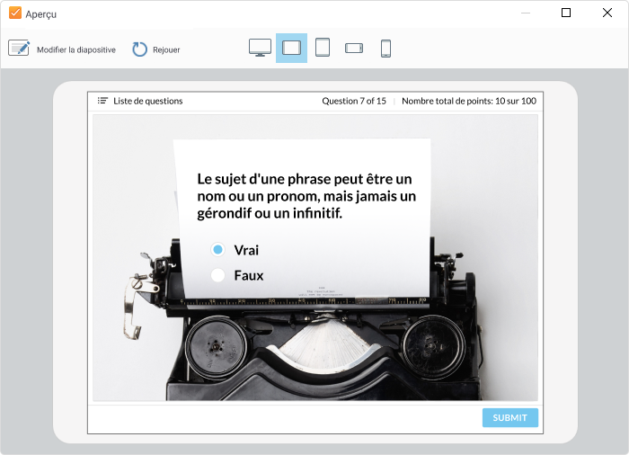 Quiz de grammaire V/F Quiz de grammaire V/F