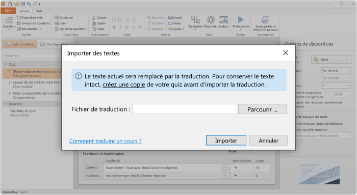 Comment importer le text de traduction Comment importer le text de traduction dans iSpring Suite Max