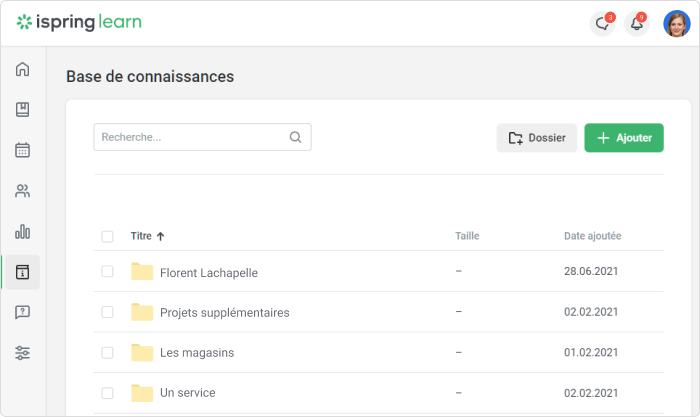iSpring Learn Gérer sa base de connaissance avec iSpring Learn
