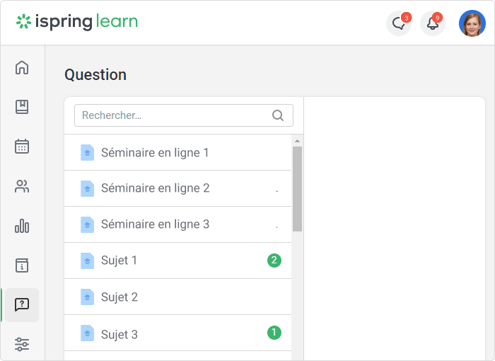 Question de cours en iSpring Learn