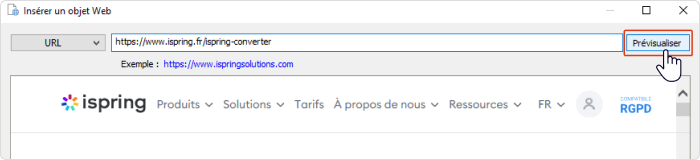 Insérer un objet web 