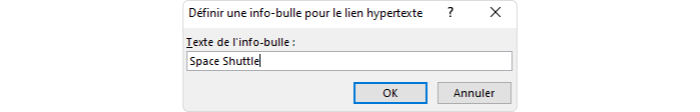 La fenêtre Définir l’Info-Bulle Hyperlien