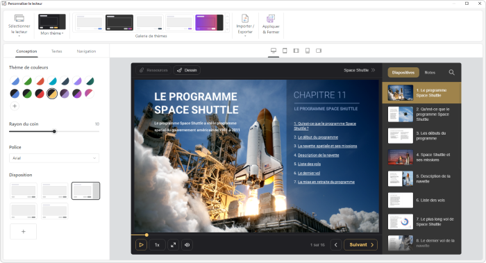 Personnalisation du lecteur universel pour la présentation