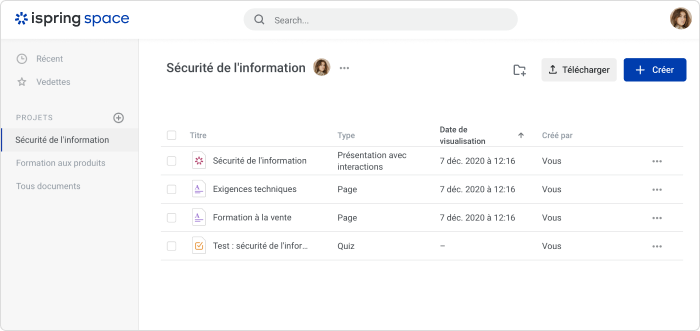 Stocker et partager le contenu Stocker et partager le contenu dans iSpring Space
