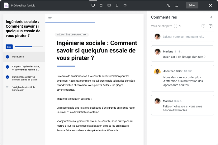 Commenter en ligne le contenu