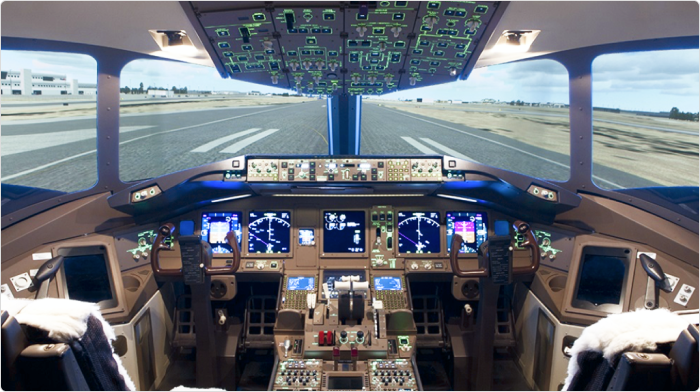 Cabine du simulateur de vol Boeing 777-300ER