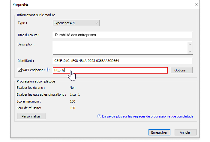 Endpoint xAPI dans iSpring Suite