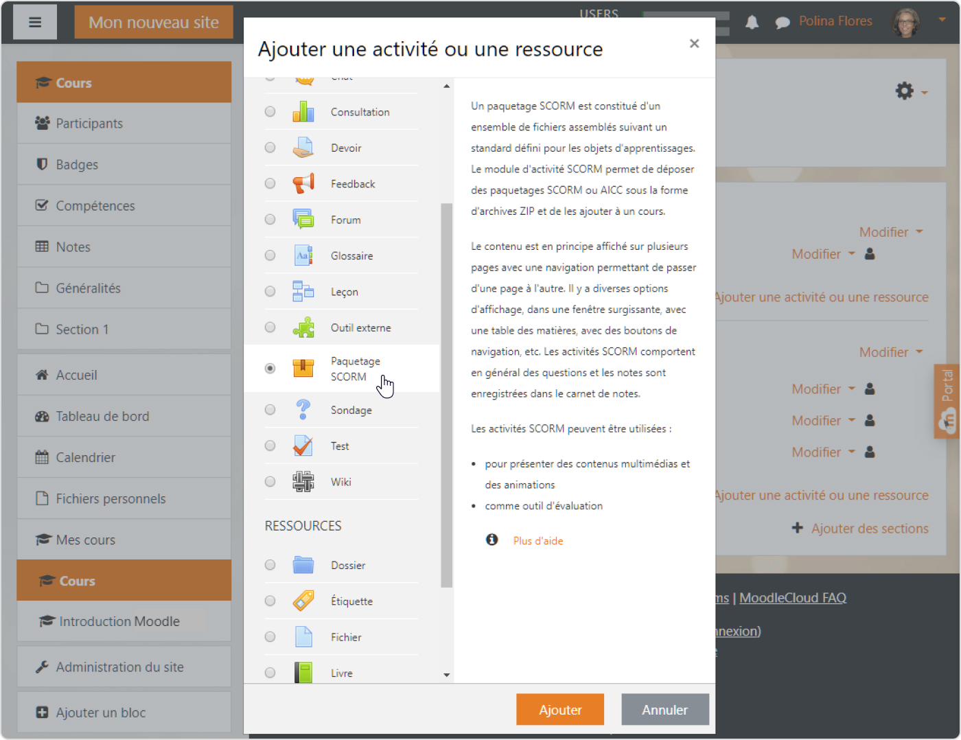 Comment ajouter un test Moodle