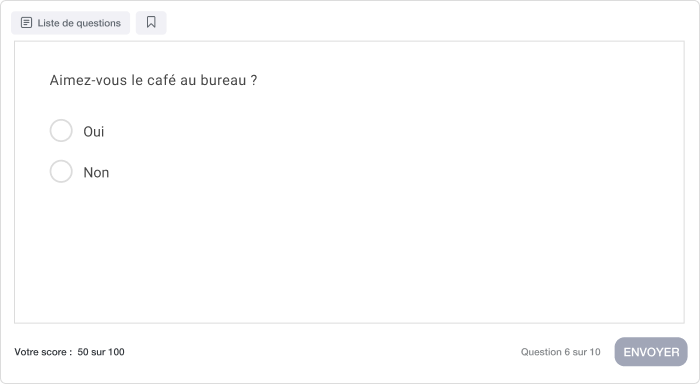 Exemple de question binaire Des questions binaires à l'échelle de Likert