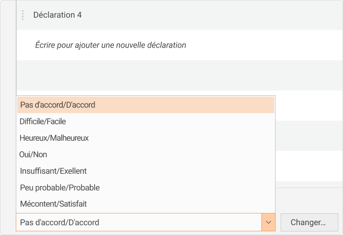 Échelle de Likert réalisée avec iSpring QuizMaker