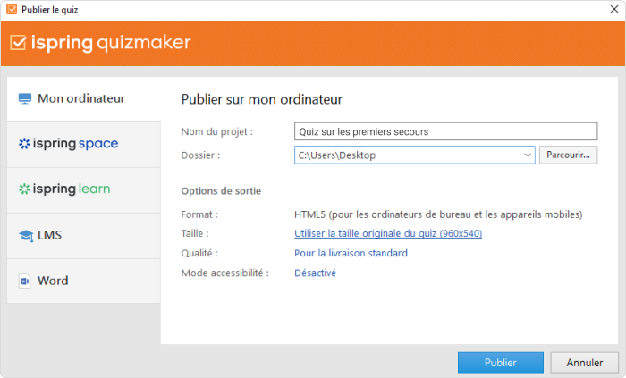 Exemple d’iSpring QuizMaker iSpring QuizMaker