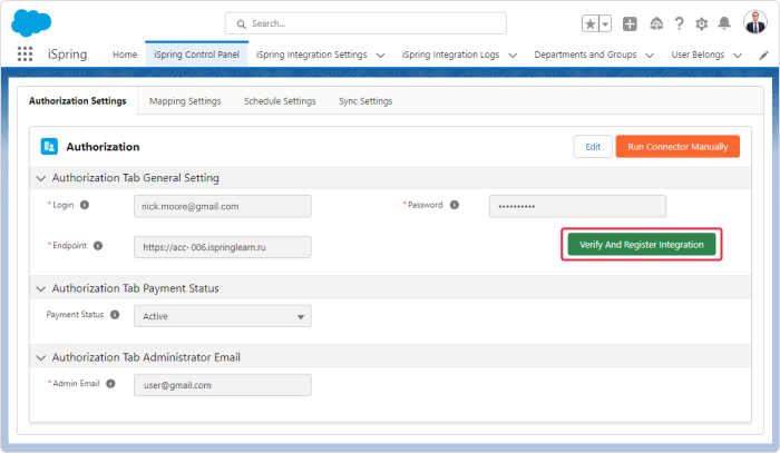 Verify and Register Integration - Salesforce