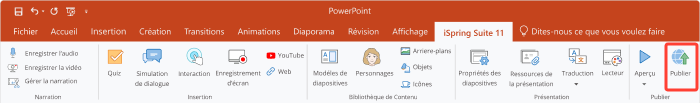 la barre d’outils d’iSpring Suite