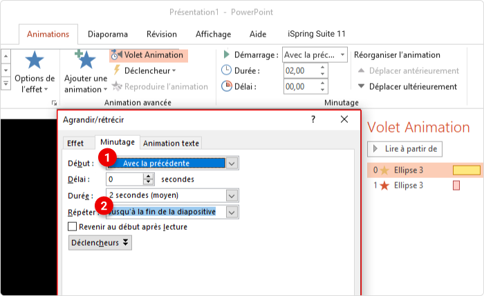 Ajouter une répétition à l'animation Ajouter une répétition à l'animation