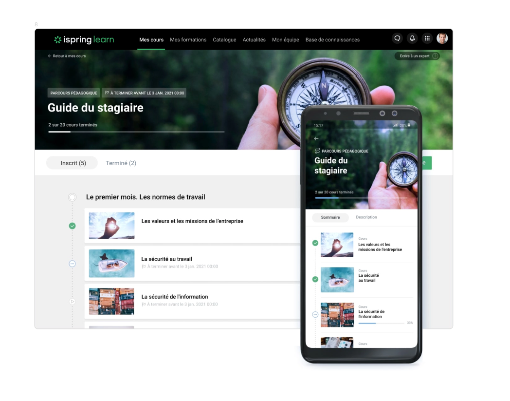 Interface utilisateur iSpring Learn Interface utilisateur iSpring Learn