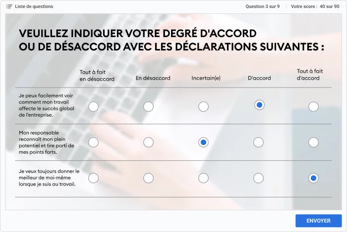 Sondage auprès des collaborateurs Sondage auprès des collaborateurs
