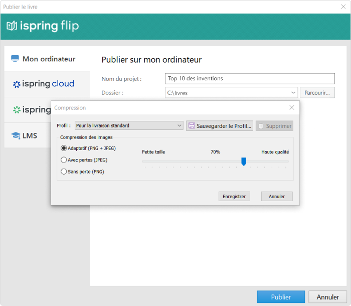 Paramètres de qualité - iSpring Suite